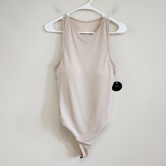 Klassy Network Tops - Klassy Network Cream Ribbed Bodysuit